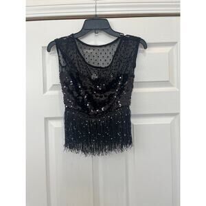 Gorgeous A Wish Come True Sequined Fringe Top Size M